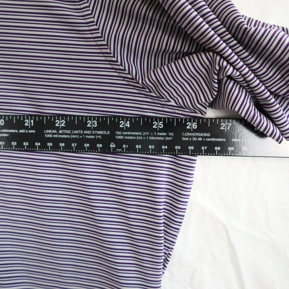 Adidas Polo Shirt Mens XL Adi Pure‎ Golf Performance Purple Striped Short Sleeve
